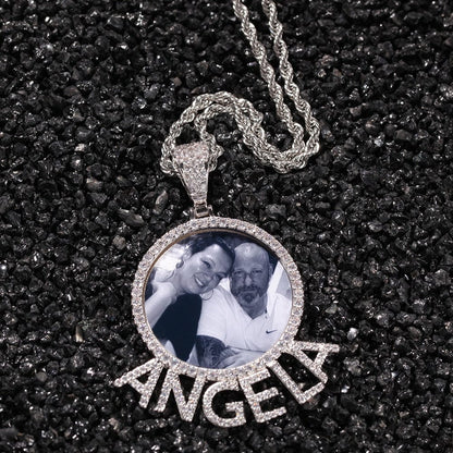 Custom  photo pendant necklace with name