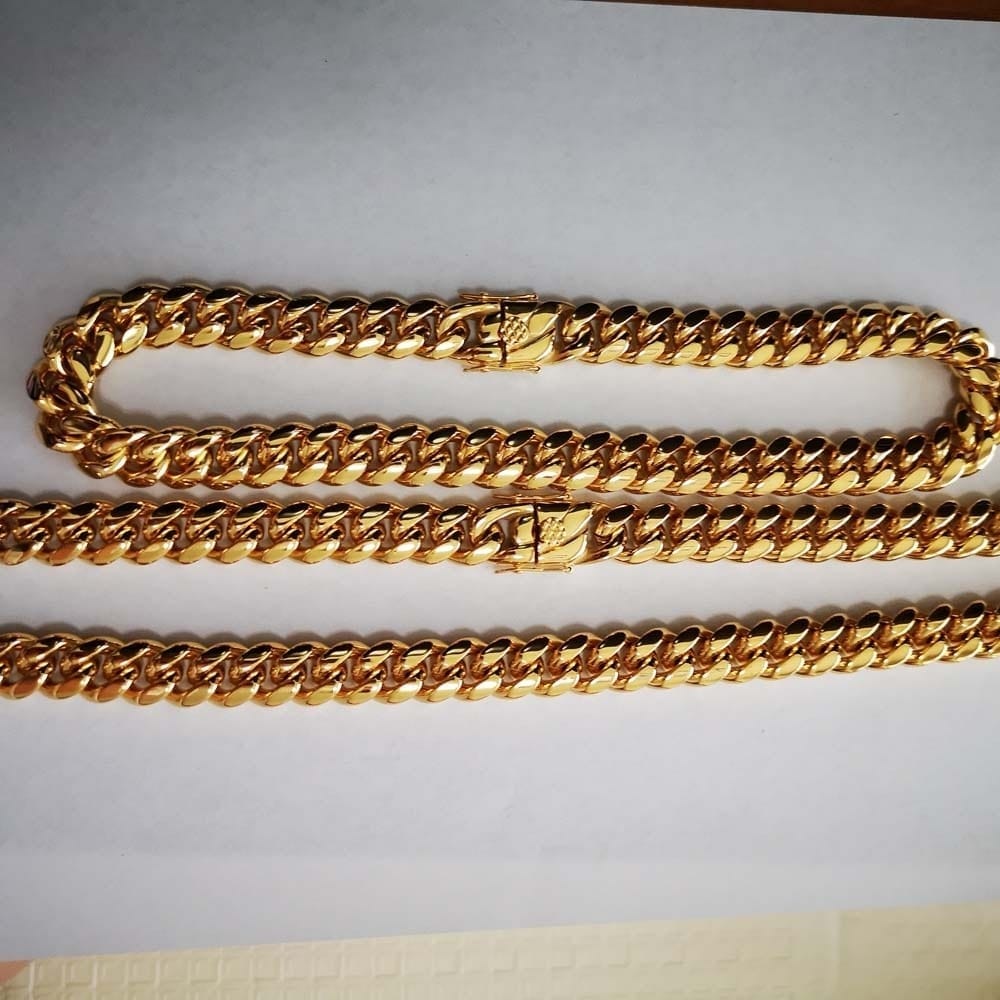 14mm Miami Curb Cuban Chain Necklace With Lock Clasp