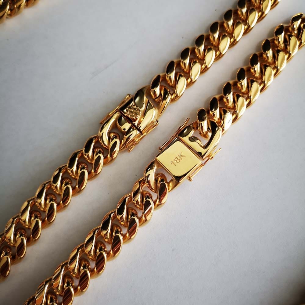 14mm Miami Curb Cuban Chain Necklace With Lock Clasp