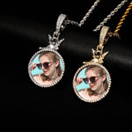 Collar con colgante de foto redonda personalizada con ángel guardián 