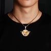 Custom Round Photo Pendant Necklace With Two Angels
