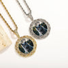 Collar con colgante de foto de corona trenzada redonda personalizada 