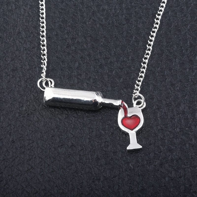 "I Need A Drink" Wine Bottle Necklace - High Quality Silver Alloy!