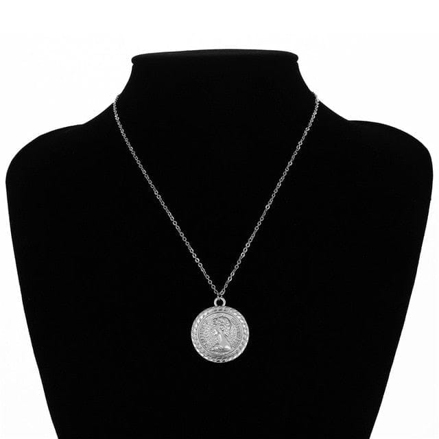 Vintage Carved Coin Pendant Necklaces