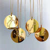Round Gold 12 Constellation/Zodiac Pendant & Necklace