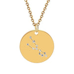 Round Gold 12 Constellation/Zodiac Pendant & Necklace