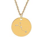 Round Gold 12 Constellation/Zodiac Pendant & Necklace