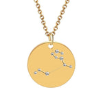 Round Gold 12 Constellation/Zodiac Pendant & Necklace