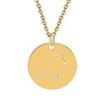Round Gold 12 Constellation/Zodiac Pendant & Necklace