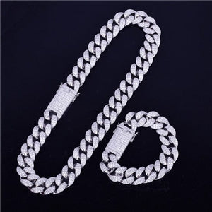 Juego de cadena cubana Miami de oro pesado con pulsera y collar