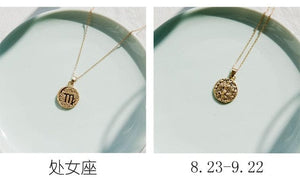 Gold Coin Style Zodiac  Necklace