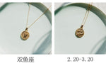 Gold Coin Style Zodiac  Necklace
