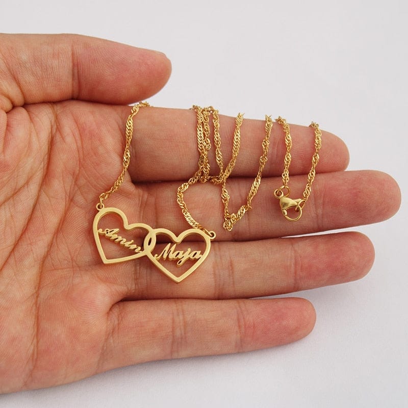 Siamese Hearts Custom Name Necklace