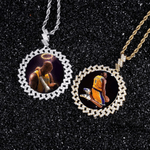 Colgante y collar con foto personalizada con marco de eslabones cubanos: oro, oro rosa, oro blanco 