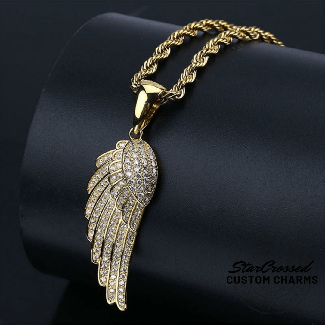 Colgante y collar de ala de ángel - Oro, Plata 