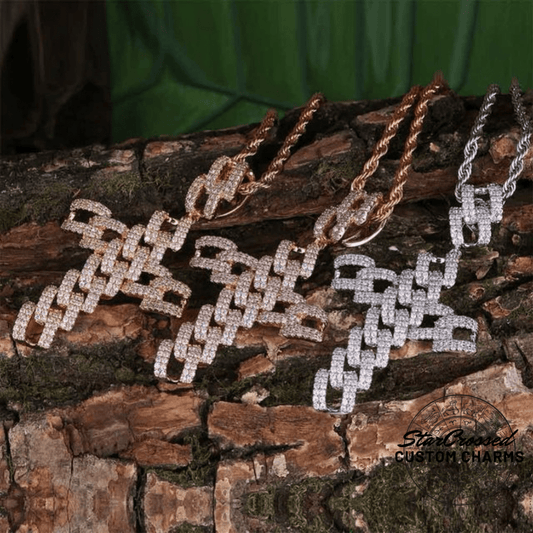 Colgante y collar de cruz de enlace cubano - Oro / Plata / Rosa