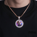 Custom Photo Pendant Necklace With Bouquet Style Setting