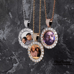 Custom Photo Pendant Necklace With Bouquet Style Setting