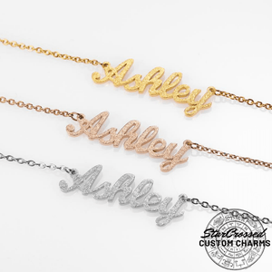 Custom Frosted Cursive Script Name Pendant Necklace