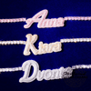Custom Double Layer Cursive Script Pave Name Pendant - Gold, Rose Gold, White Gold